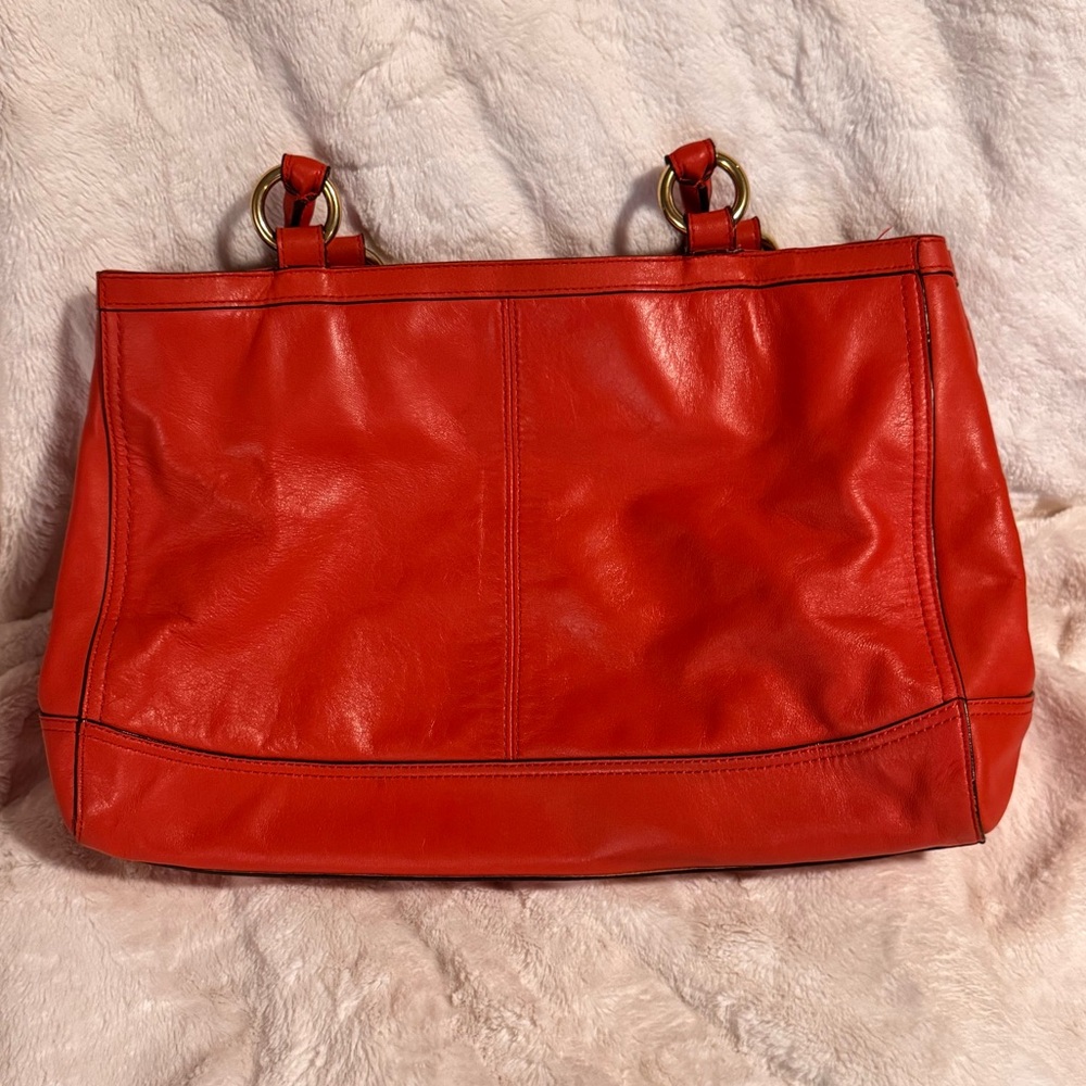 Coach Dark Orange Leather Tote Bag - Picture 5 of 7